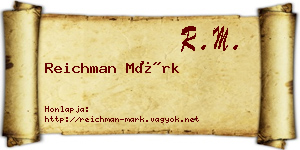 Reichman Márk névjegykártya